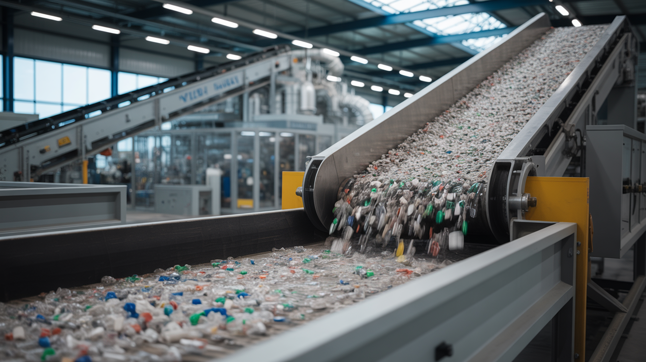 Modern polymer recycling facility interior